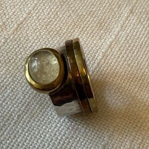 Silpada Brass Copper & Sterling Silver with Citrine Stone Ring